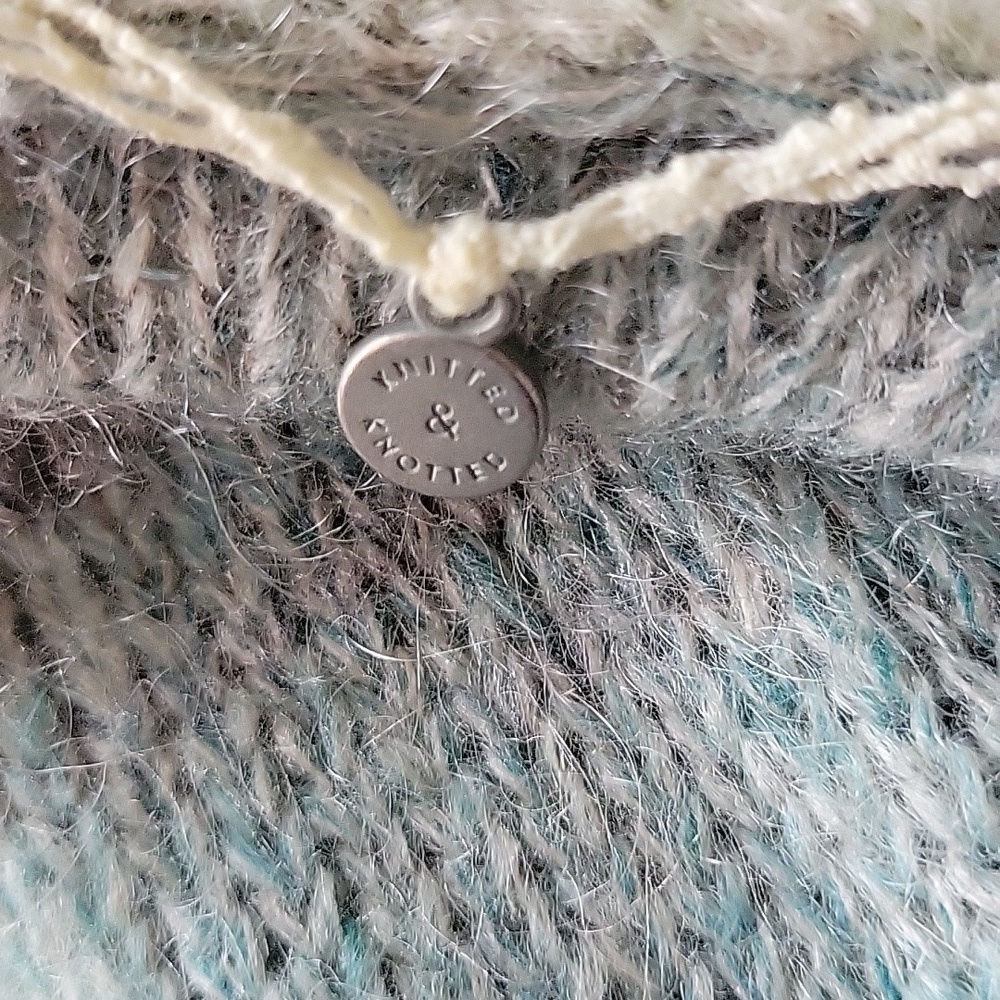Anthropologie knitted & knotted blue mohair cardigan.  Size is Large. - Picture 7 of 8